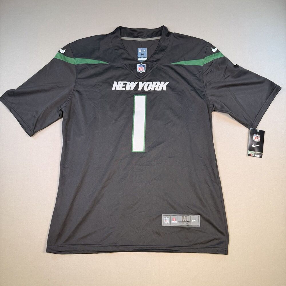 NWT New York Jets Jersey Black Nike Size Med Sauce Gardner 2020s Alternate #1